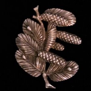 Sterling Silver Pine Cone and Needle Brooch
